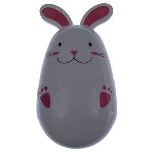 Happy Easter Egg Hunt Bunny Rabbit Plastic Pink Ears reusable container White 4+